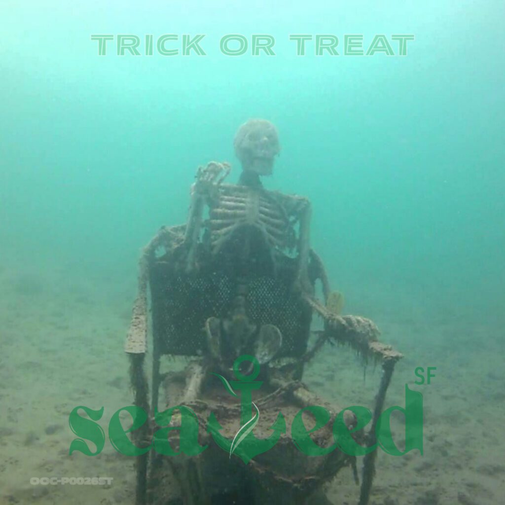 Underwater skeleton with Halloween theme